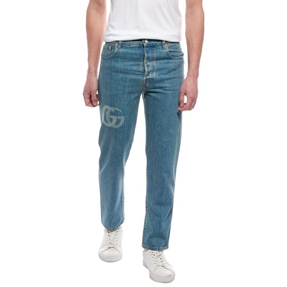 Gucci Mens Cropped Slim Jean, Blue